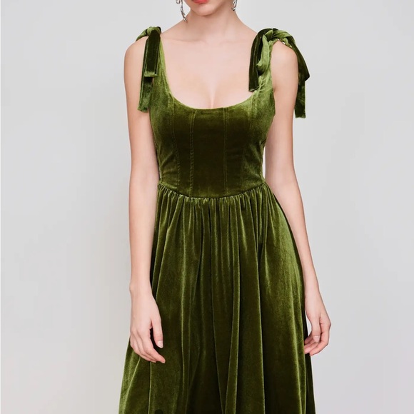 Cider Dresses & Skirts - Cider Olive Green Midi Dress velvet ren faire cosplay cottagecore